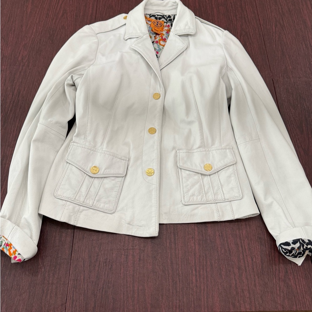 Tory Burch White Leather Jacket